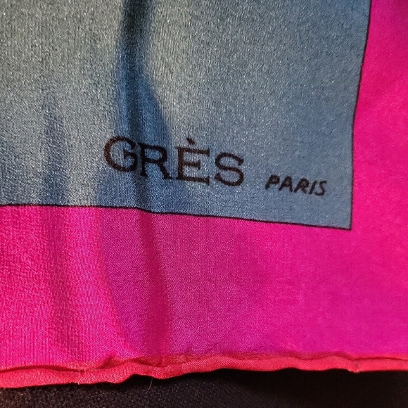 Grès Paris Pink and Gray Silk Scarf - Picture 2 of 7